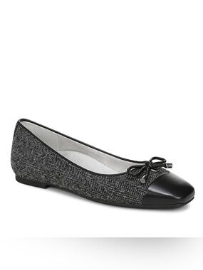 VIONIC Klara Tweed Ballet Flat Slate Grey Square Toe 8M